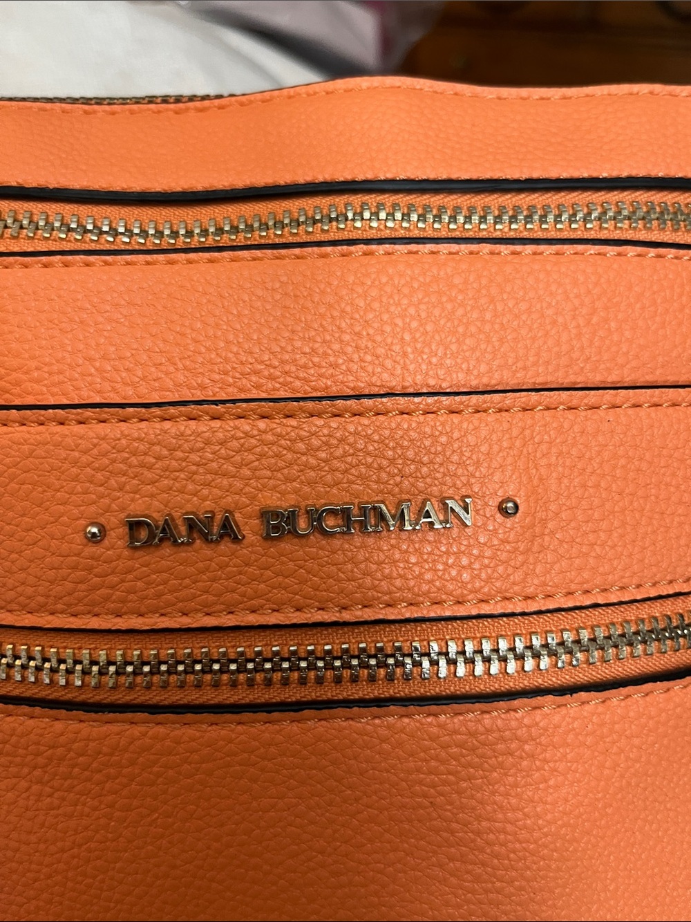 Dana Buchman Bright Orange Pebbled Leather Crossbody - Picture 2 of 12